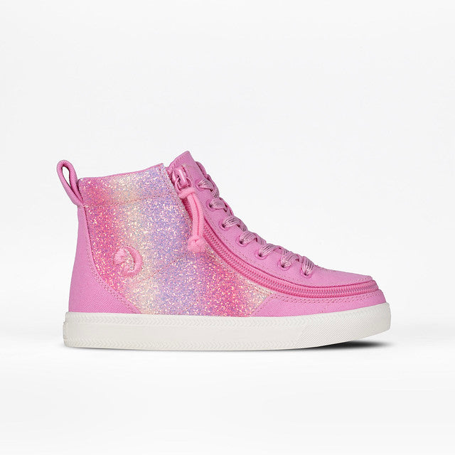 Billy Footwear (Toddler) - High Top Pink Glitz Canvas Shoes