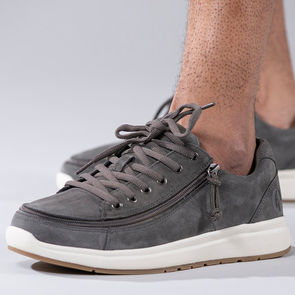 Billy Footwear (Mens) - Low Top Suede Comfort Grey