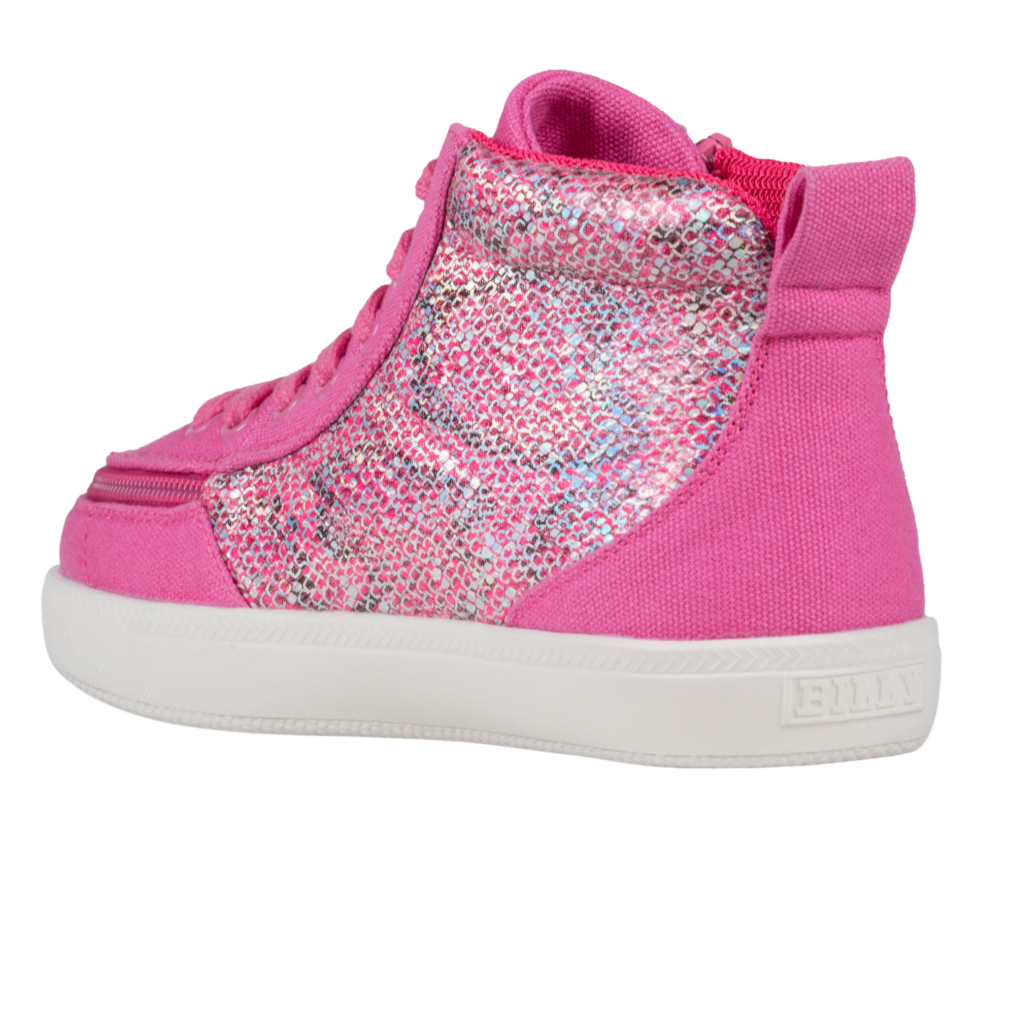 Billy Footwear (Toddlers) DR Fit  - High Top DR Fuchsia Snake Canvas Shoes