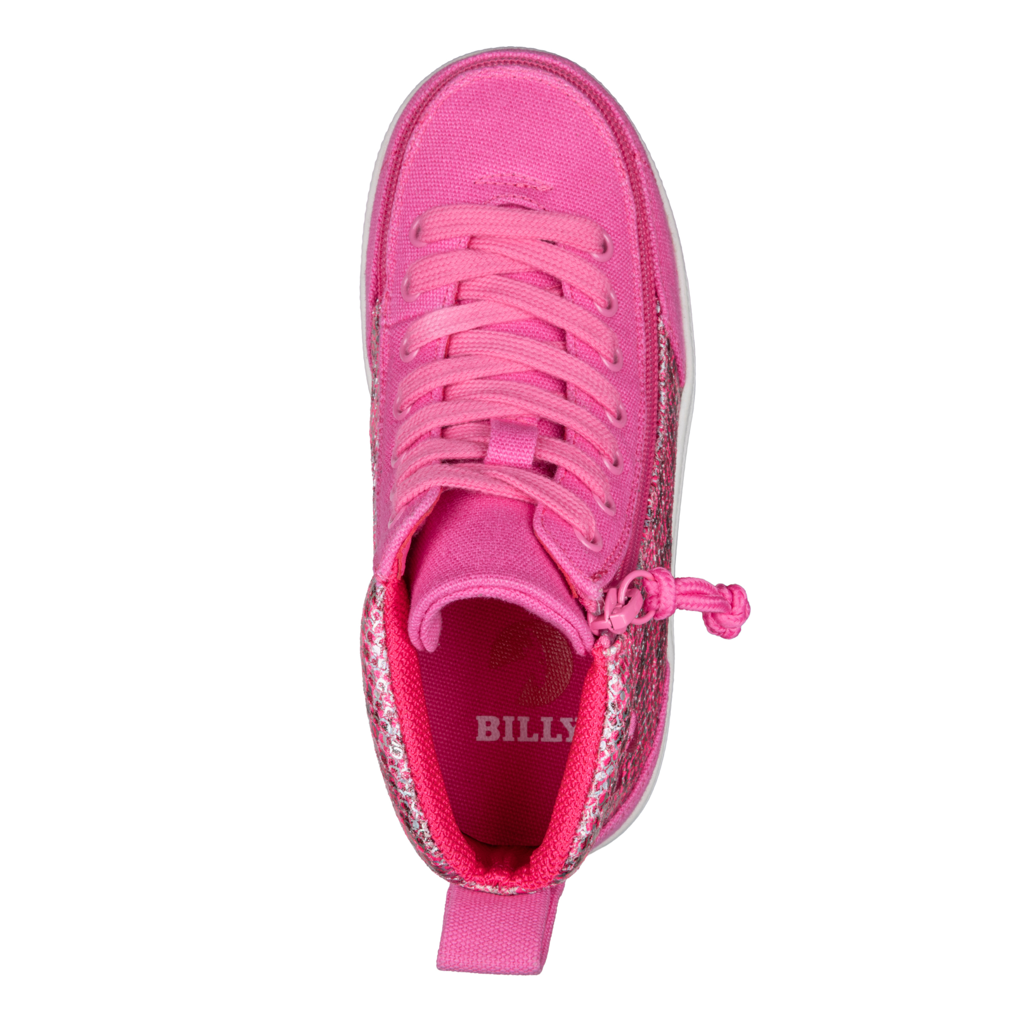 Billy Footwear (Kids) DR Fit - Street High Top DR Fuchsia Snake Canvas Shoes