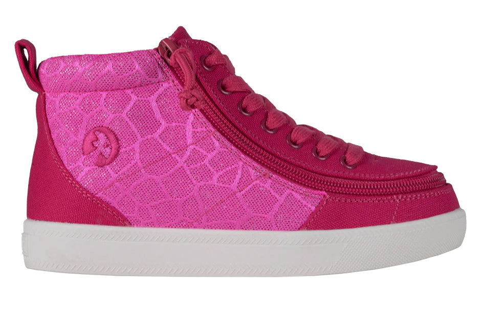 Billy Footwear (Kids) DR Fit - High Top DR Canvas Pink Print