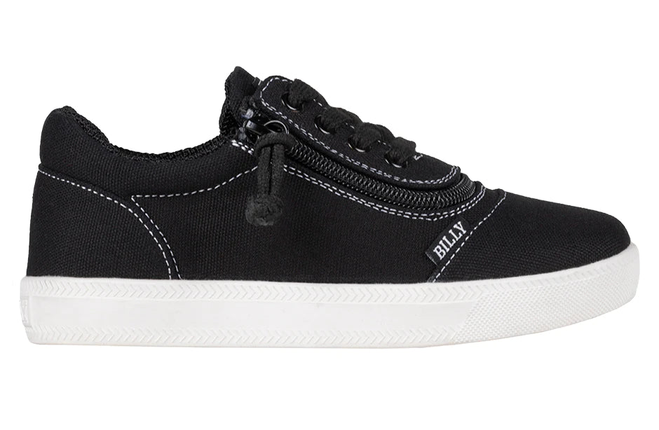 Billy Footwear (Kids) DR Fit - Short Wrap Low Top DR Canvas Black And White