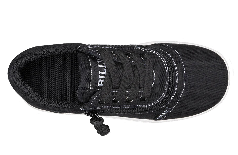 Billy Footwear (Kids) DR Fit - Short Wrap Low Top DR Canvas Black And White