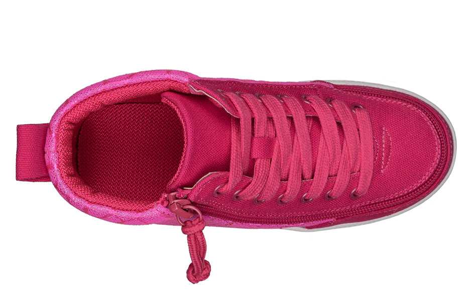Billy Footwear (Kids) DR Fit - High Top DR Canvas Pink Print