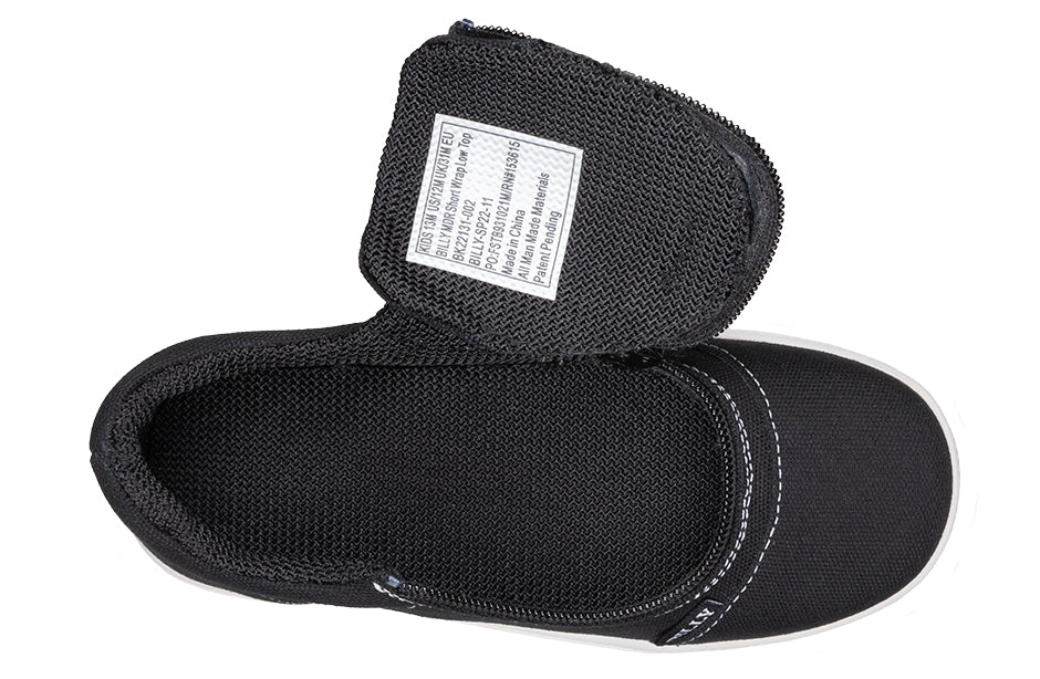Billy Footwear (Kids) DR Fit - Short Wrap Low Top DR Canvas Black And White