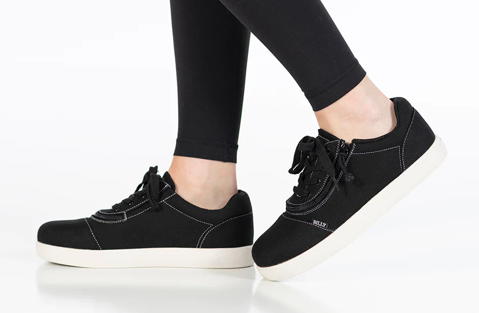 Billy Footwear (Kids) DR Fit - Short Wrap Low Top DR Canvas Black And White