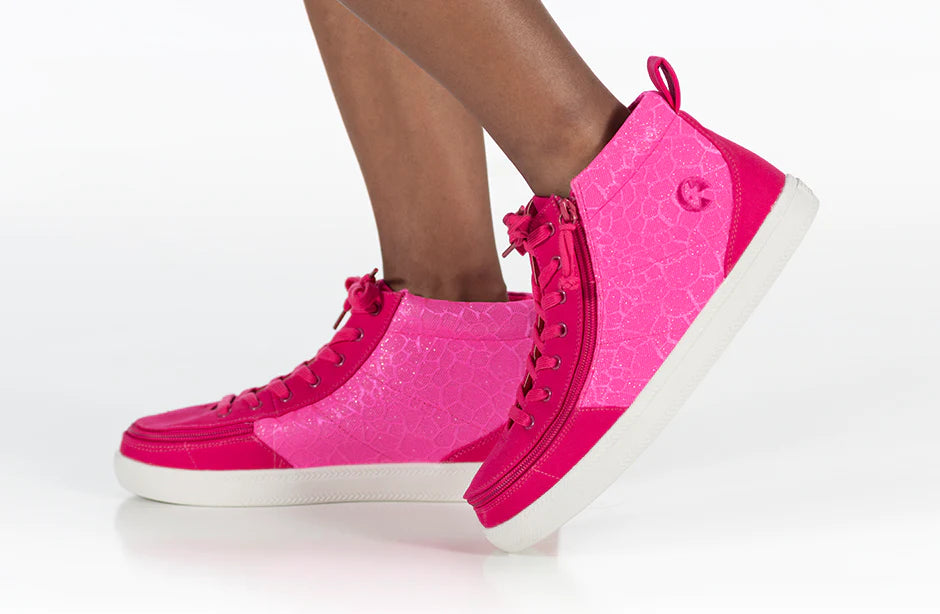 Billy Footwear (Kids) DR Fit - High Top DR Canvas Pink Print