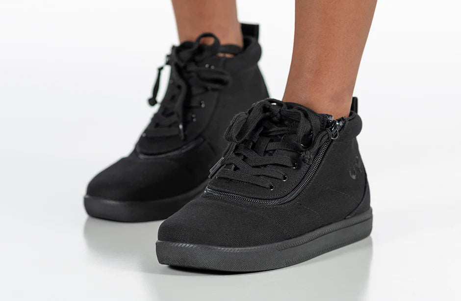 Billy Footwear (Kids) DR Fit - Short Wrap High Top DR Canvas Black to the Floor