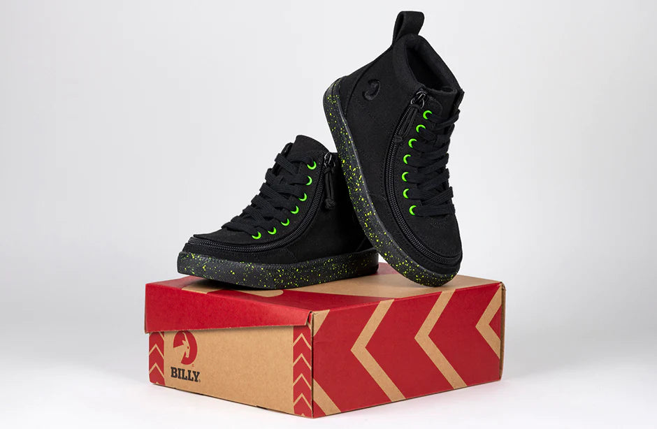 Billy Footwear (Toddlers) - High Top Canvas Black / Green Speckle