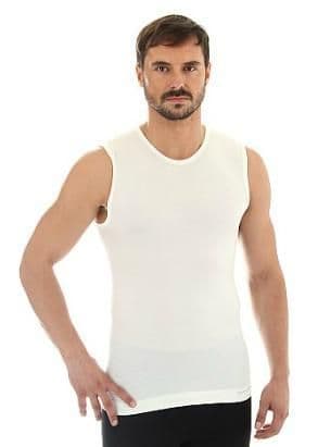 Brubeck Comfort Wool - Men's Sleeveless Tee -Merino Wool Baselayer - SL10180/Sl10160 - CREAM