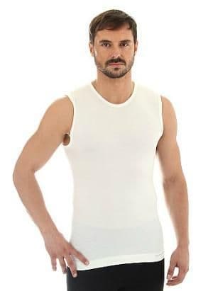 Brubeck Comfort Wool - Men's Sleeveless Tee -Merino Wool Baselayer - SL10180/Sl10160 - CREAM