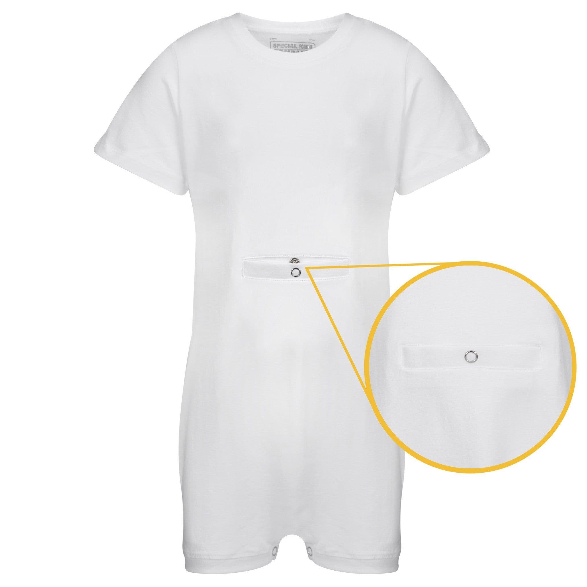 KayCey Super Soft Body Suit - Short Sleeve with Tube Access - WHITE from