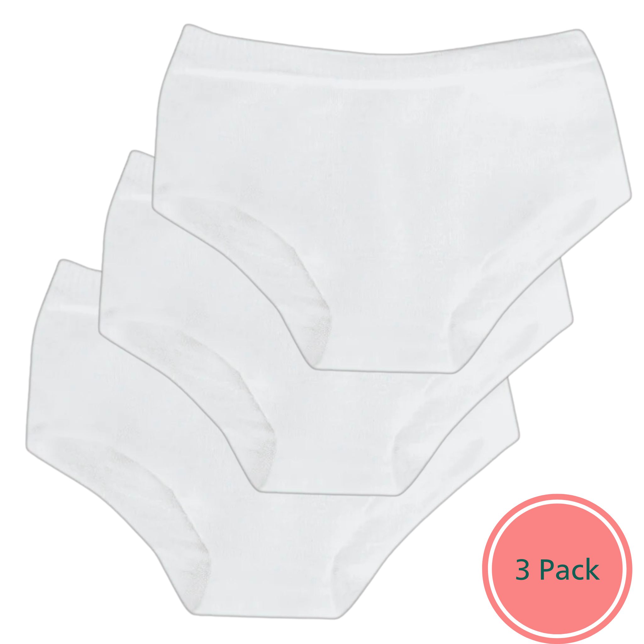SmartKnitKIDS - Seamless Undies for Girls - 3pack: White Brief Pants