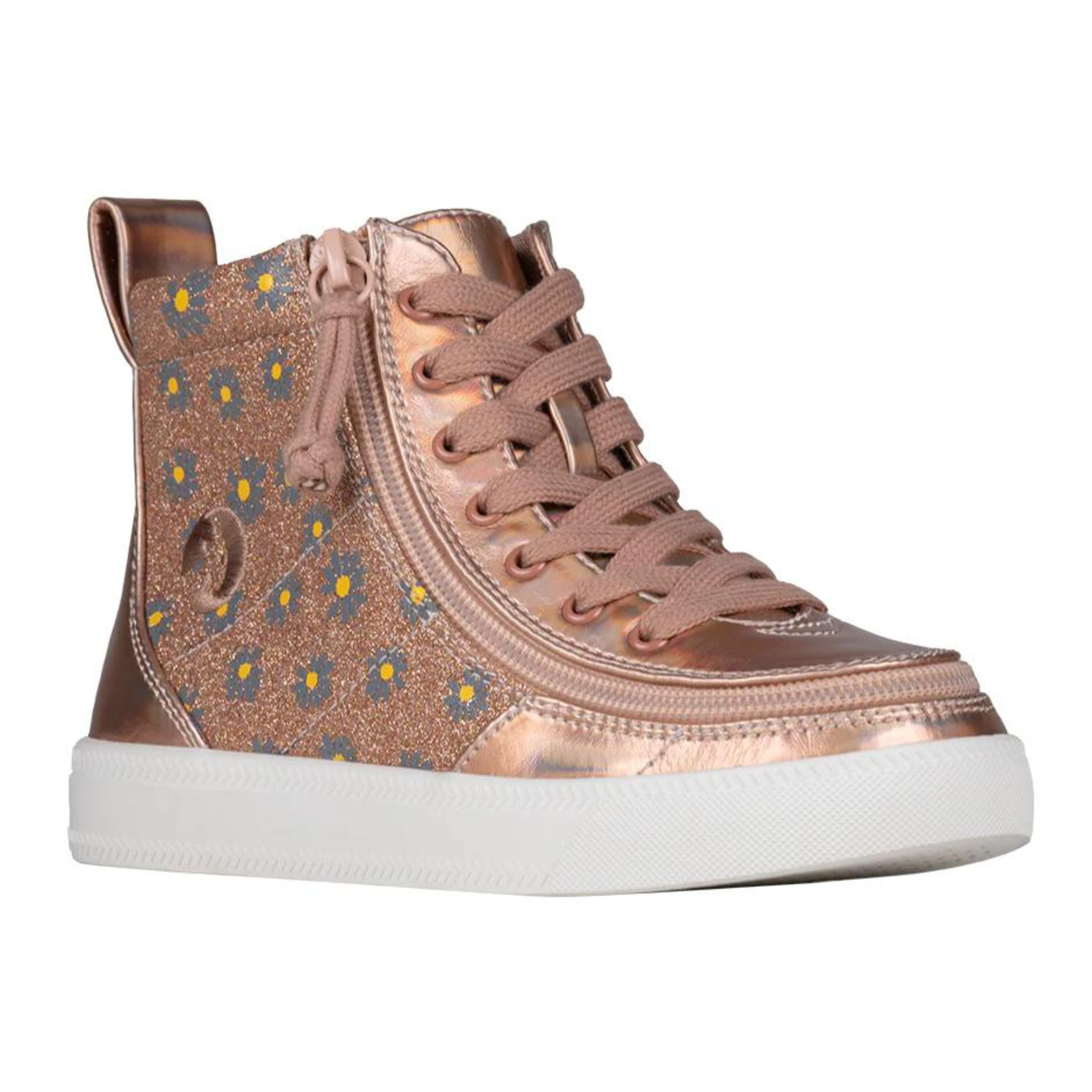 Billy Footwear Toddlers High Top Rose Gold Daisy Faux Leather Shoes Sensory Smart