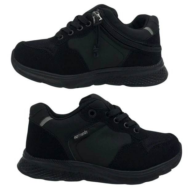 Friendly Shoes Excursion (Kids) -  Wider Fit All Black