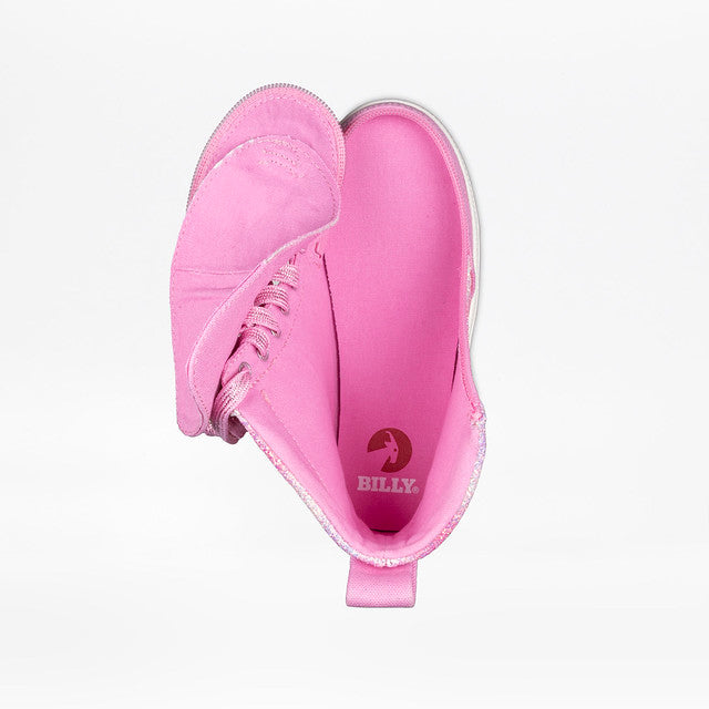Billy Footwear (Toddler) - High Top Pink Glitz Canvas Shoes