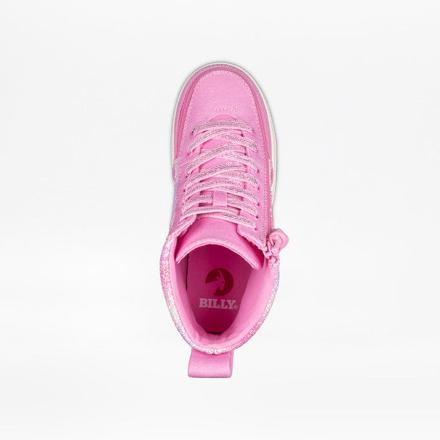 Billy Footwear (Toddler) - High Top Pink Glitz Canvas Shoes
