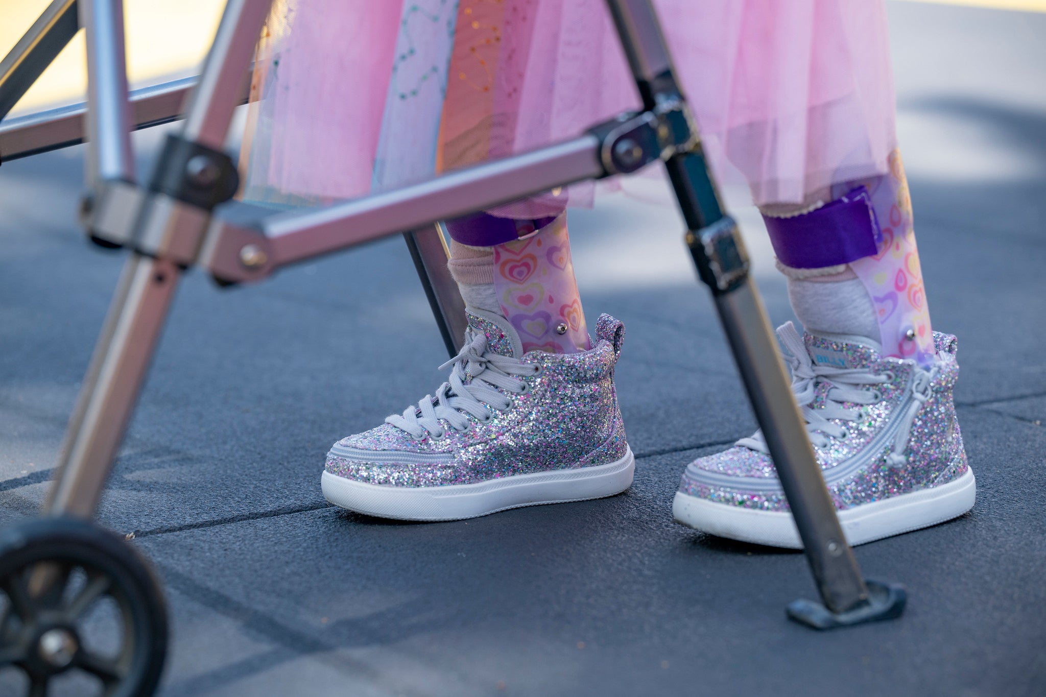 Billy Footwear DR II Fit (Kids) - High Top Glitter Shoes