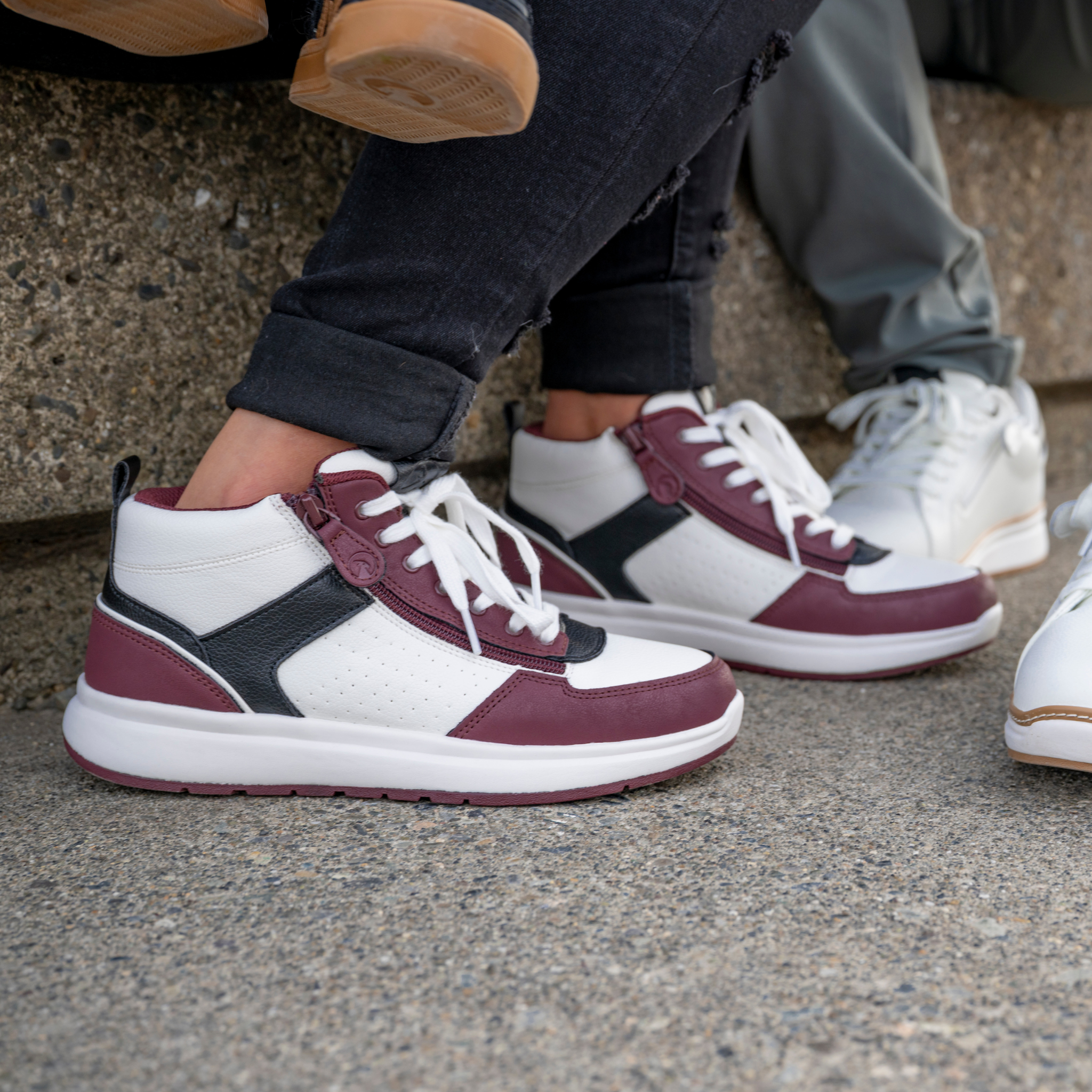 Billy Footwear (Womens) - High Top White/Wine/Black Comfort DZ