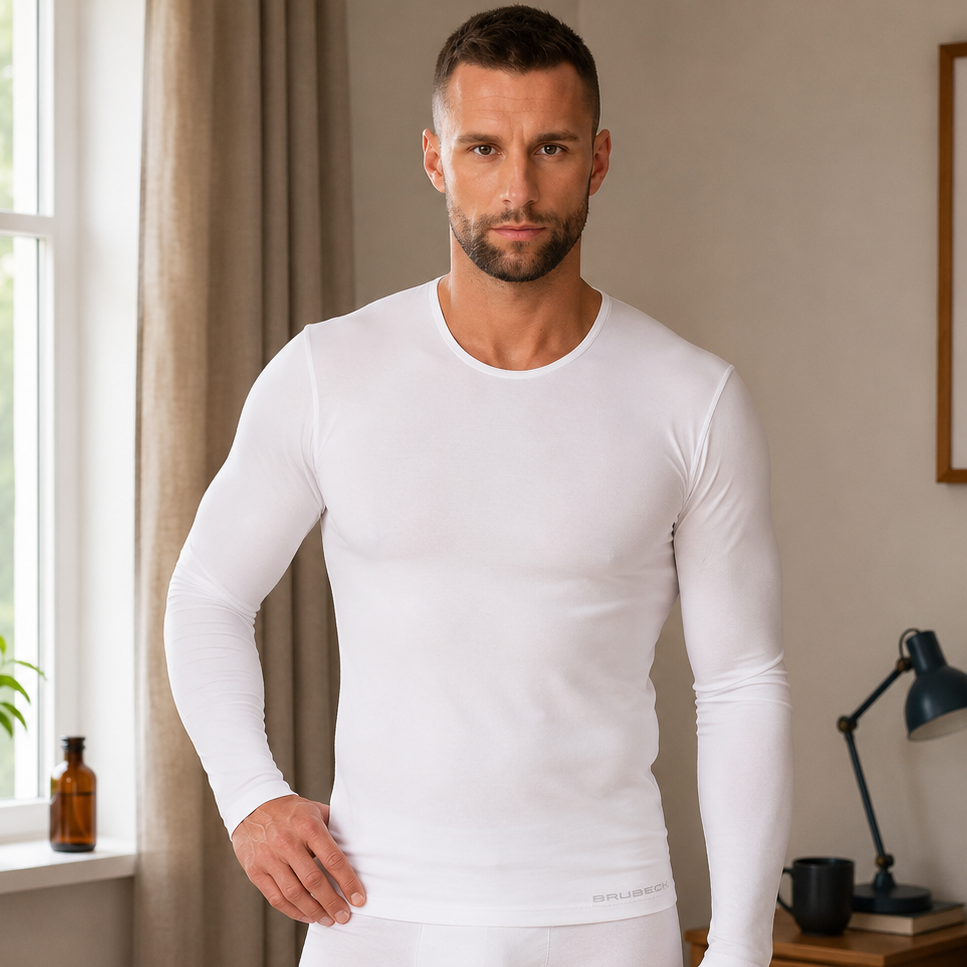 Brubeck - Mens Comfort Cotton Seam Free Long Sleeve Top