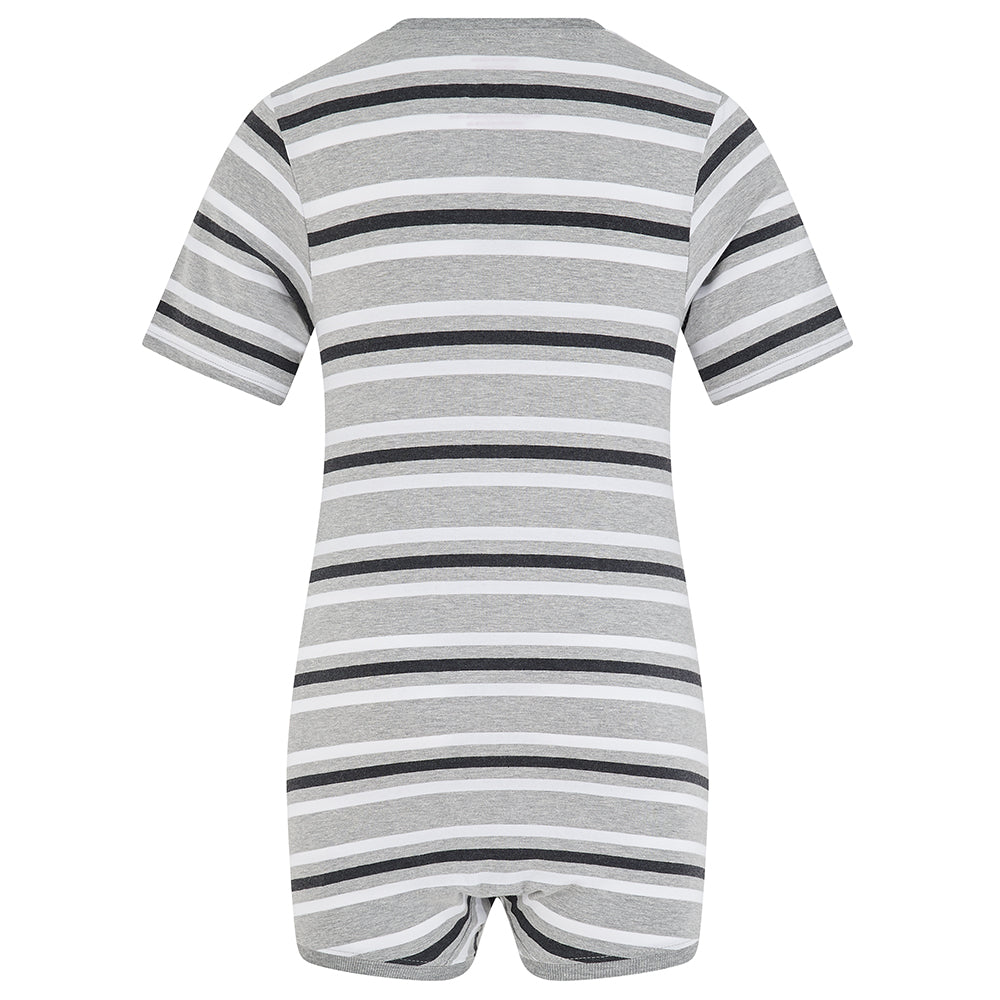 KayCey® Signature Stripes Short Sleeve Popper Vest Bodysuit