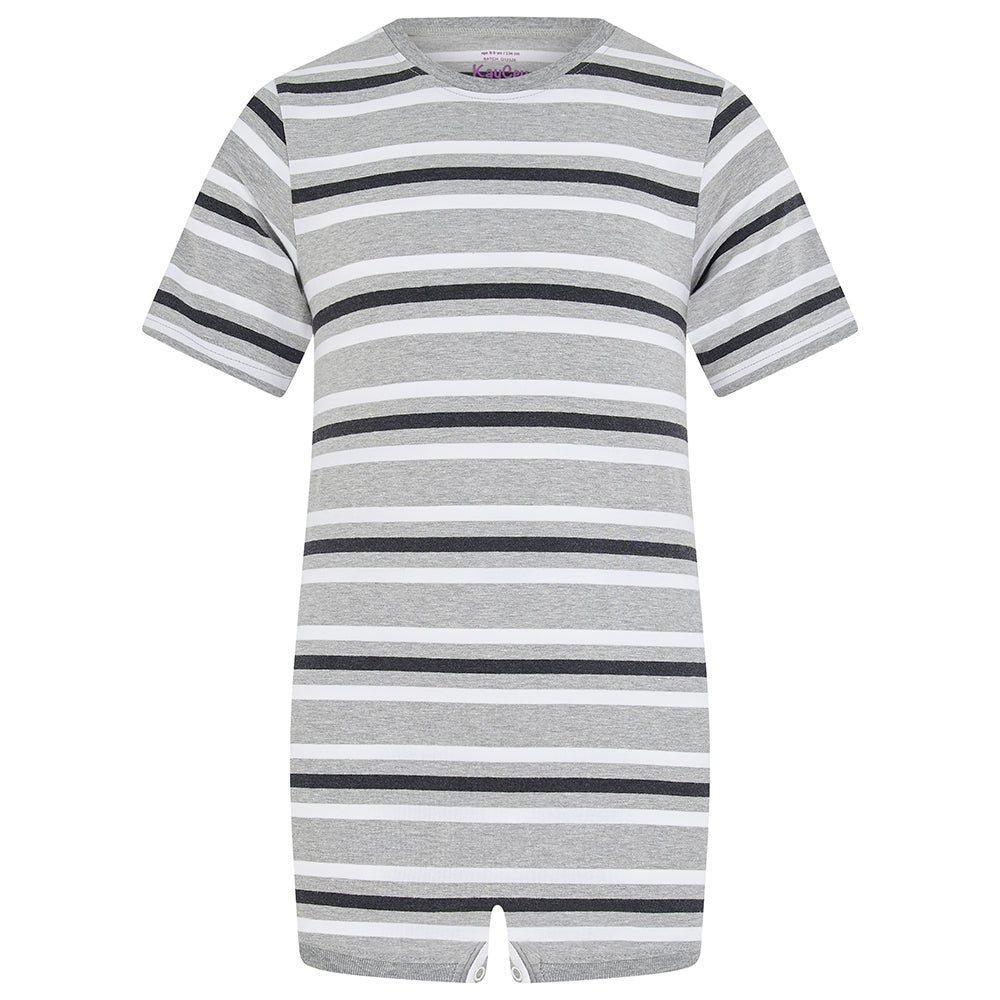 KayCey® Signature Stripes Short Sleeve Popper Vest Bodysuit