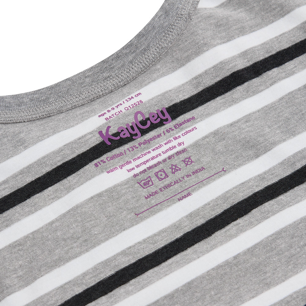 KayCey® Signature Stripes Short Sleeve Popper Vest Bodysuit