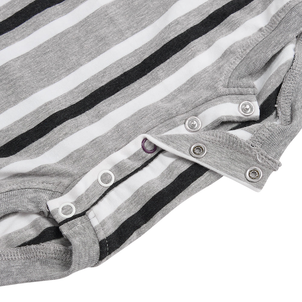 KayCey® Signature Stripes Short Sleeve Popper Vest Bodysuit
