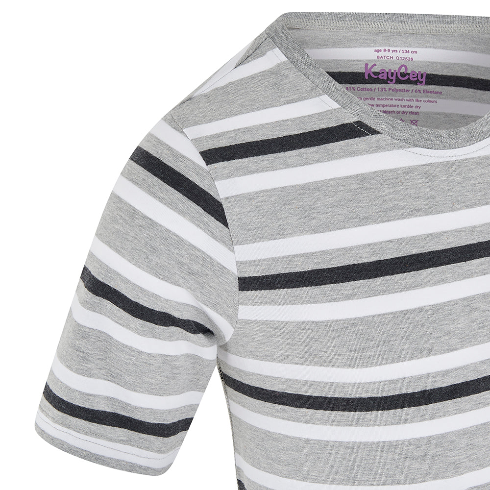KayCey® Signature Stripes Short Sleeve Popper Vest Bodysuit