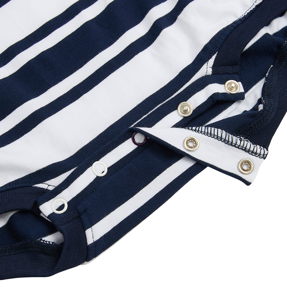 KayCey® Signature Stripes Short Sleeve Popper Vest Bodysuit