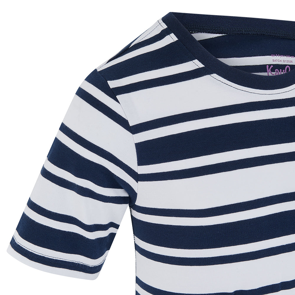 KayCey® Signature Stripes Short Sleeve Popper Vest Bodysuit