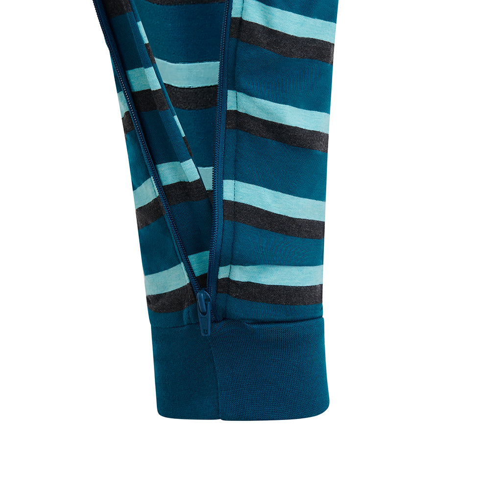KayCey® Signature Stripes Long Sleeve Ankle Length Zip Back Jumpsuit