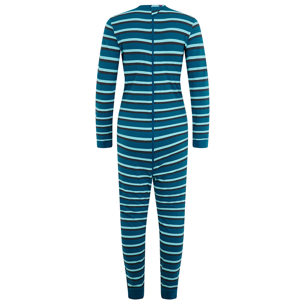KayCey® Signature Stripes Long Sleeve Ankle Length Zip Back Jumpsuit