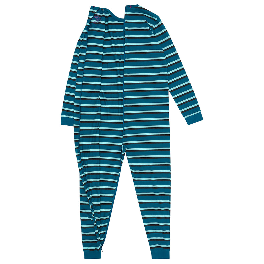 KayCey® Signature Stripes Long Sleeve Ankle Length Zip Back Jumpsuit