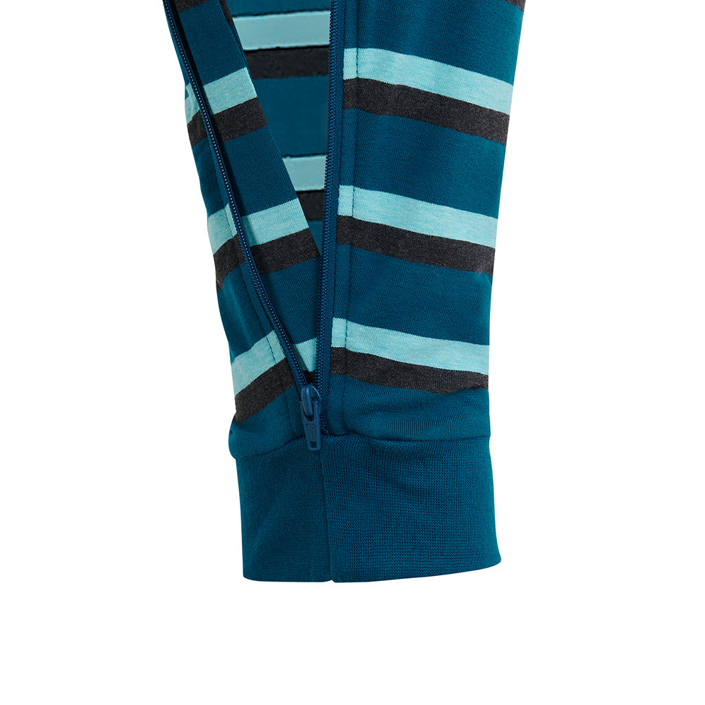 KayCey® Signature Stripes Short Sleeve Ankle Length Zip Back Jumpsuit