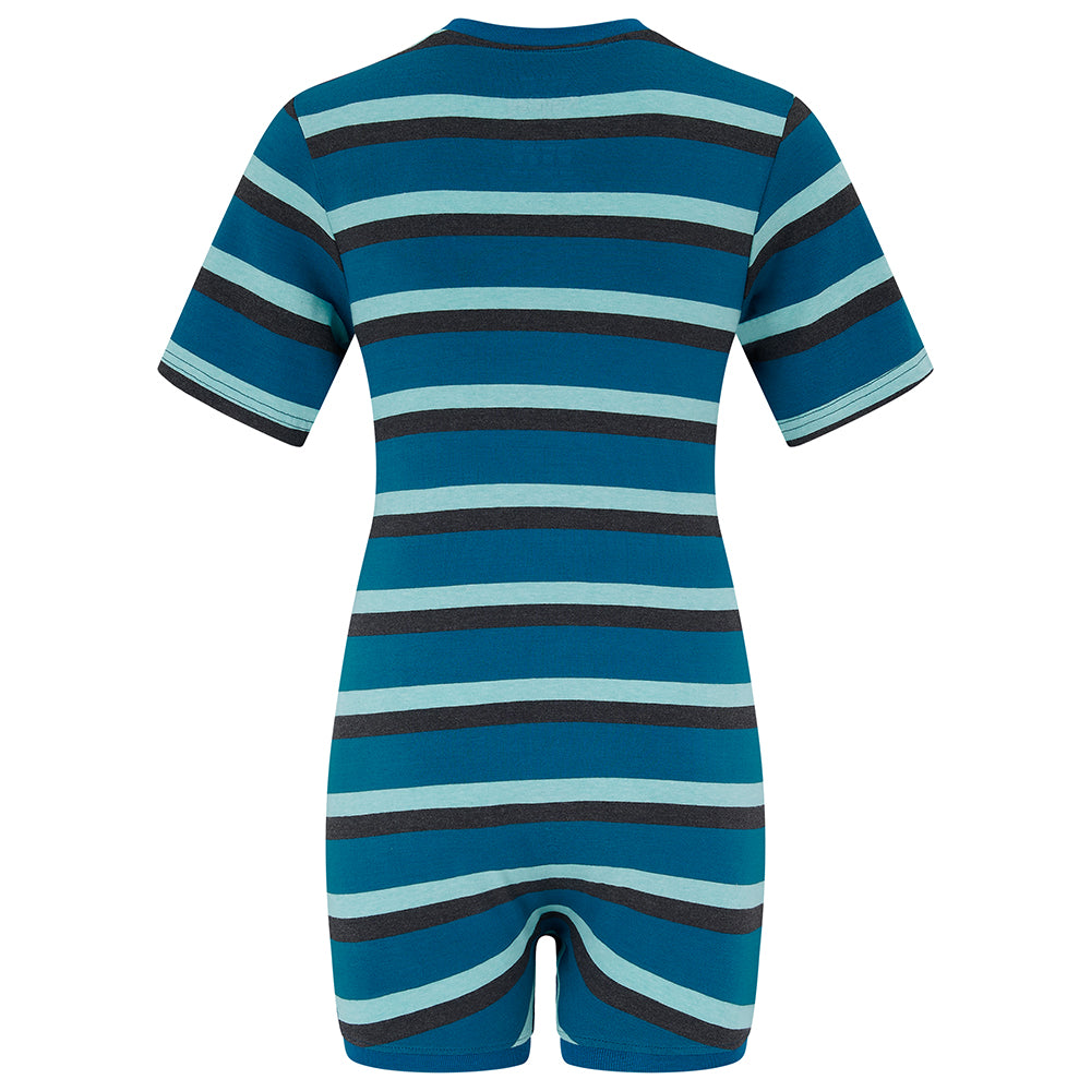 KayCey® Signature Stripes Short Sleeve Popper Vest Bodysuit