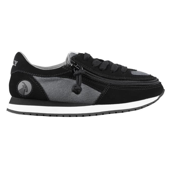 BILLY FOOTWEAR (KIDS) - BLACK /CHARCOAL FAUX SUEDE TRAINERS