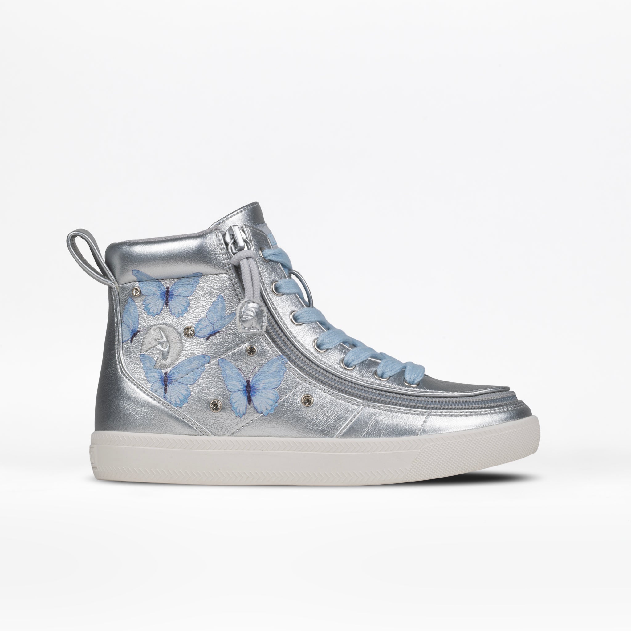 Billy Footwear (Kids) - High Top Silver Butterfly Shoes
