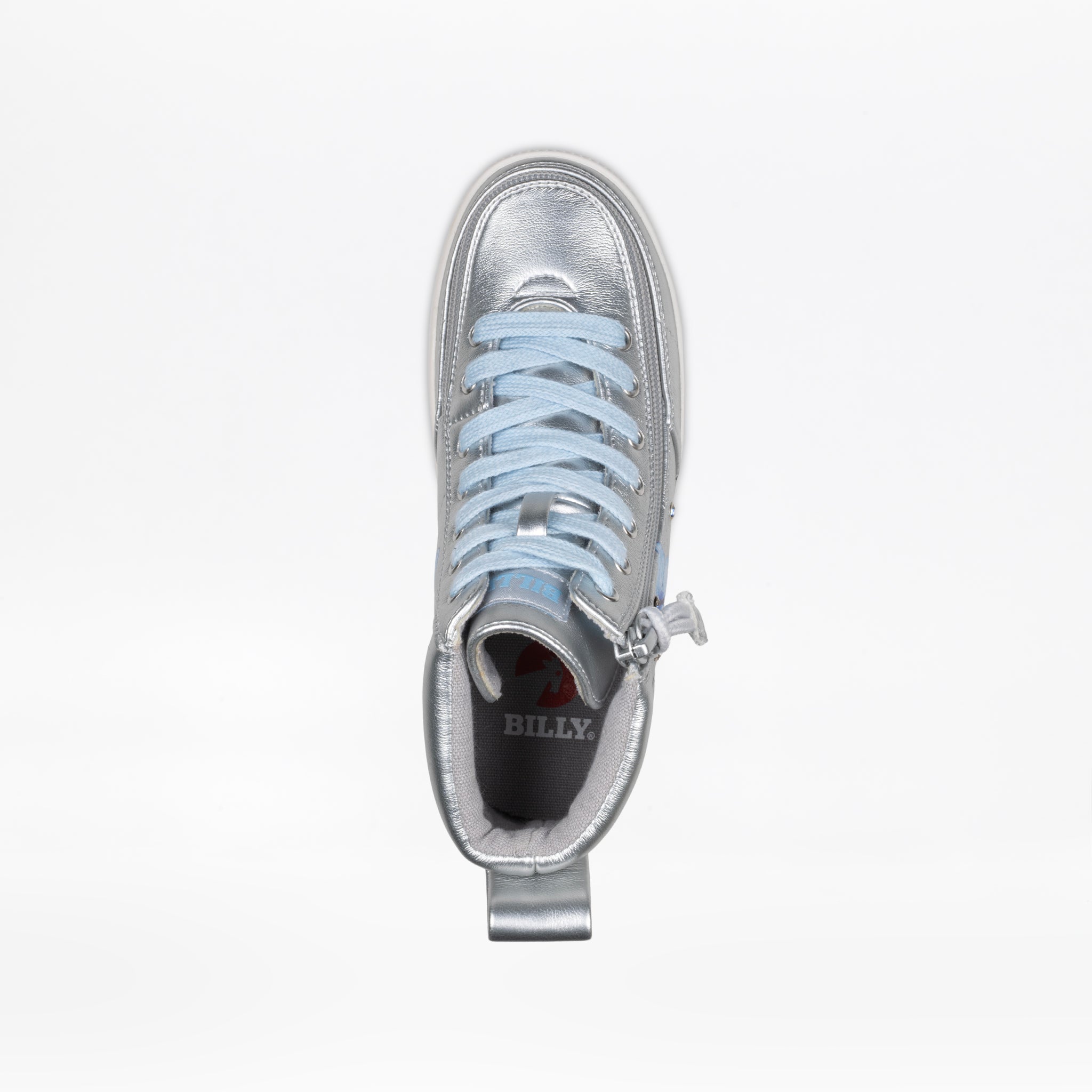 Billy Footwear (Kids) - High Top Silver Butterfly Shoes