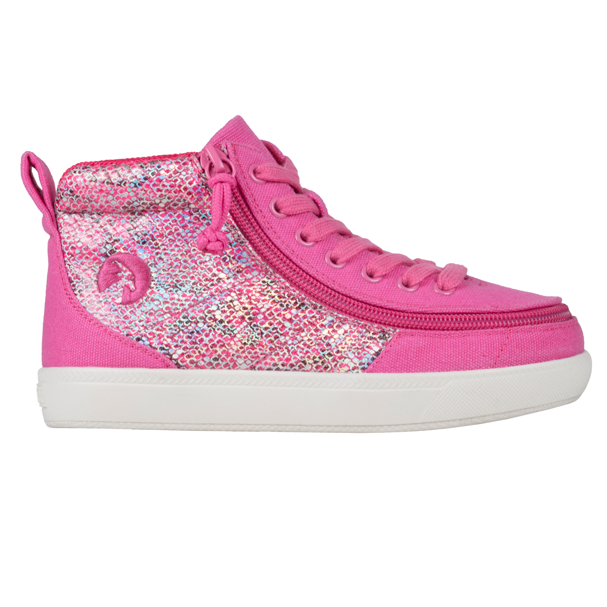 Billy Footwear (Kids) DR Fit - Street High Top DR Fuchsia Snake Canvas Shoes