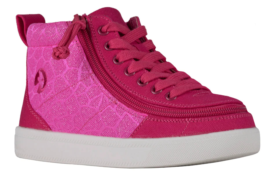 Billy Footwear (Kids) DR Fit - High Top DR Canvas Pink Print
