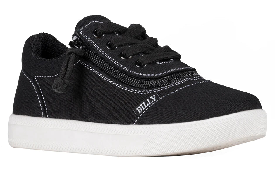 Billy Footwear (Kids) DR Fit - Short Wrap Low Top DR Canvas Black And White