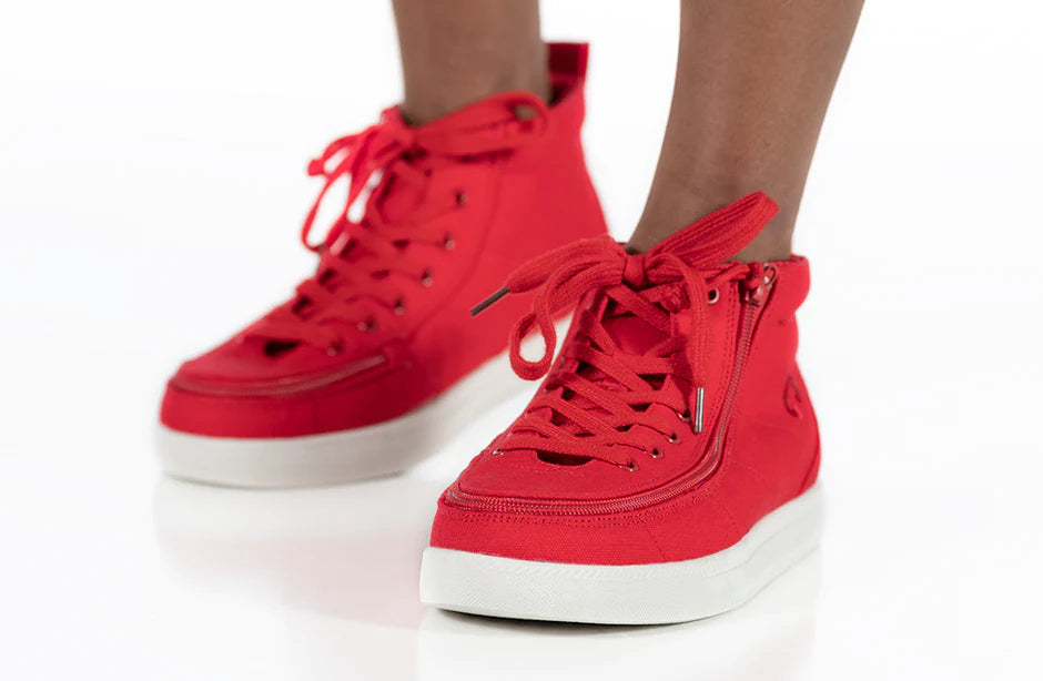 Billy Footwear (Kids) DR Fit - High Top DR Canvas Red