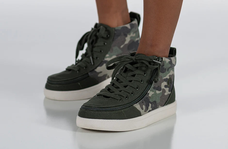 Billy Footwear (Kids) DR Fit - High Top DR Canvas Olive Camo