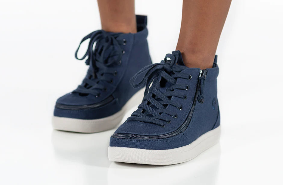 Billy Footwear (Kids) DR Fit - High Top DR Canvas Navy