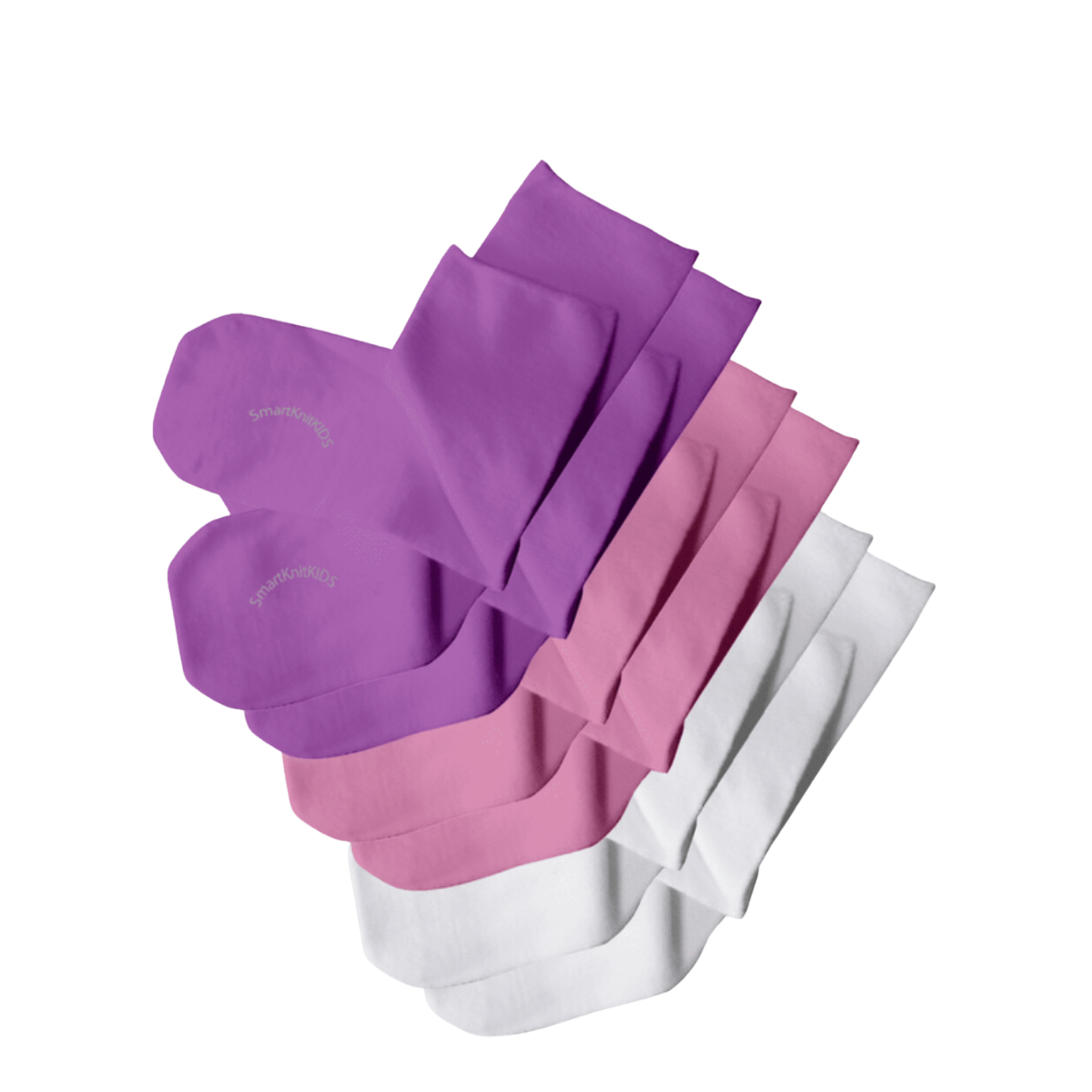 SmartKnitKIDS - Absolutely Seamless Socks - Ultimate comfort sock - Pink/Purple/White - Value Pack