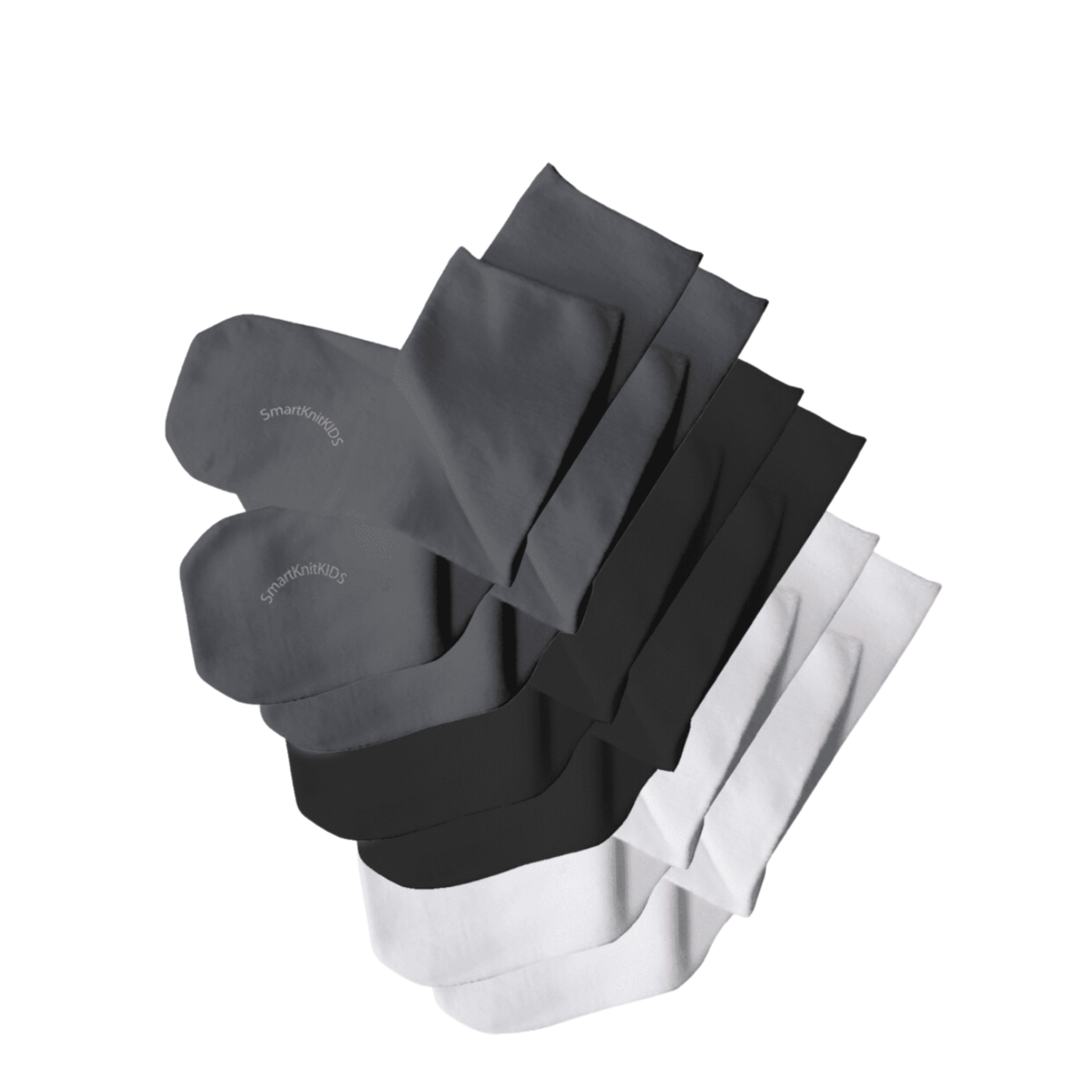 SmartKnitKIDS - Absolutely Seamless Socks - Ultimate comfort sock - Black/Grey/White - Value Packs