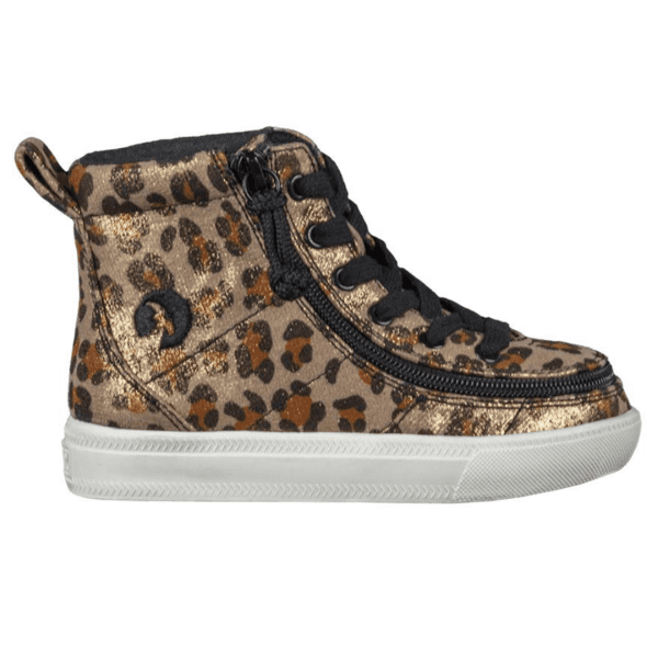 BILLY FOOTWEAR KIDS HIGH TOP LEOPARD SHIMMER TEXTILE SHOES